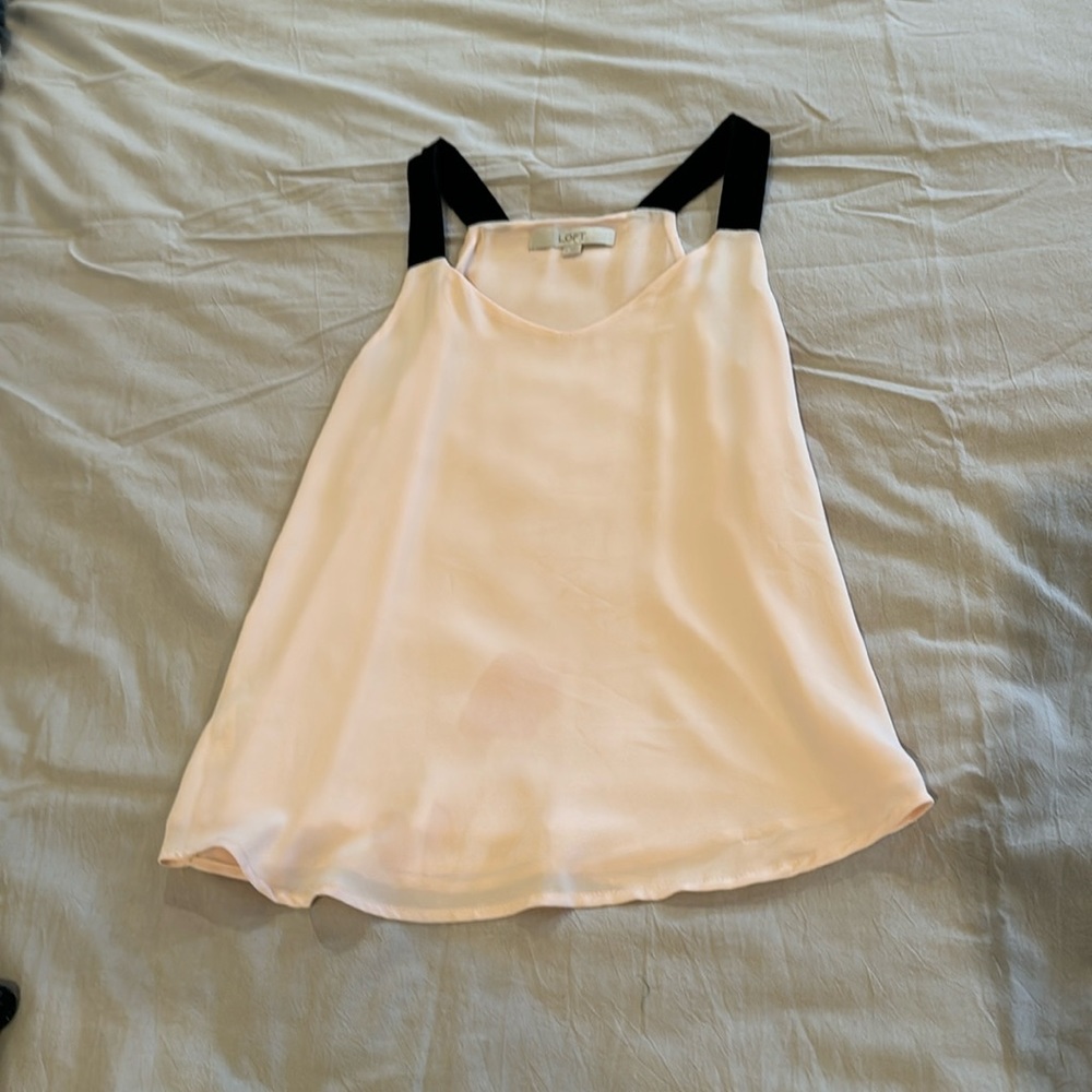 Loft tank…black velvet straps, pale pink body…size XS